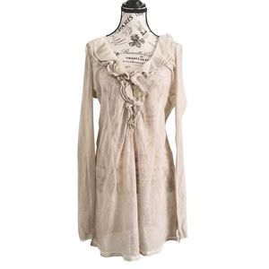 Soft goth ruffle collar ivory silk blend blouse